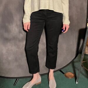 OAK + FORT Black Cropped Straight Jeans